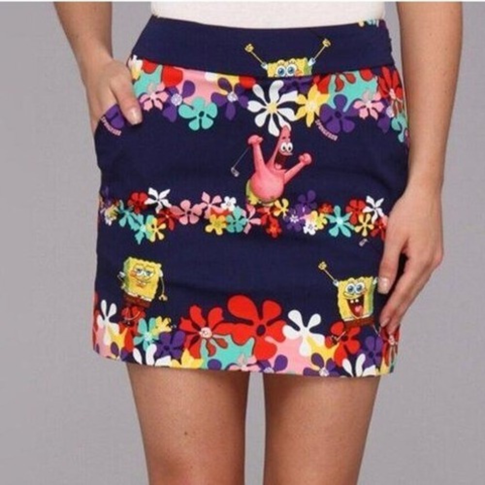 Loudmouth Golf Spongebob Squarepants Floral Skort Navy Blue Womens Size 0